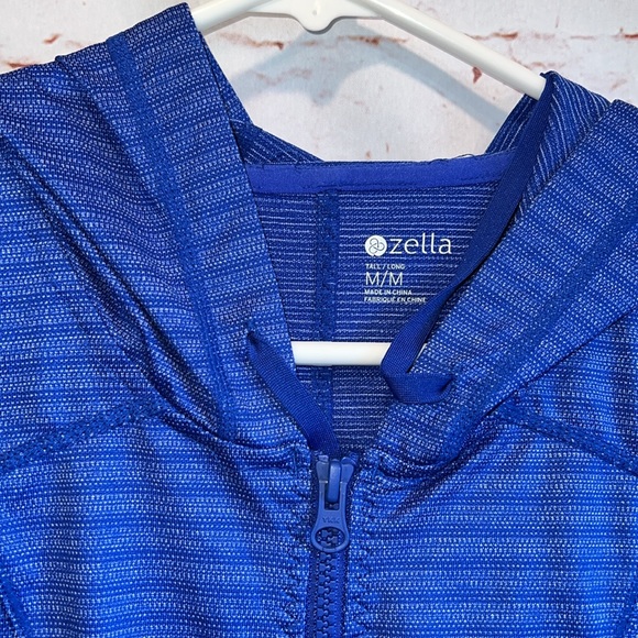 Zella Jacket Womens Medium Blue Hooded Full Zip Lightweight Athletic Activewear - Picture 2 of 5